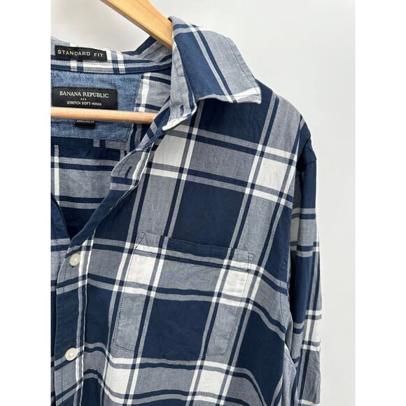 Banana Republic Standard Fit Black White Button Up Shirt Men's Size Large L - Picture 4 of 9